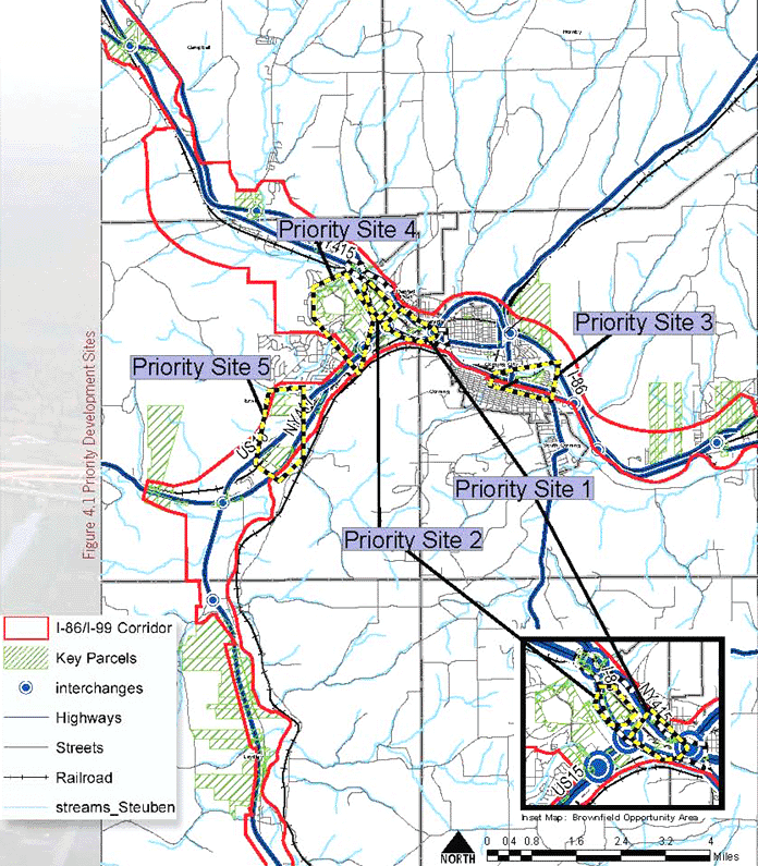 Priority Development Sites Overlay the Corning Aquifer